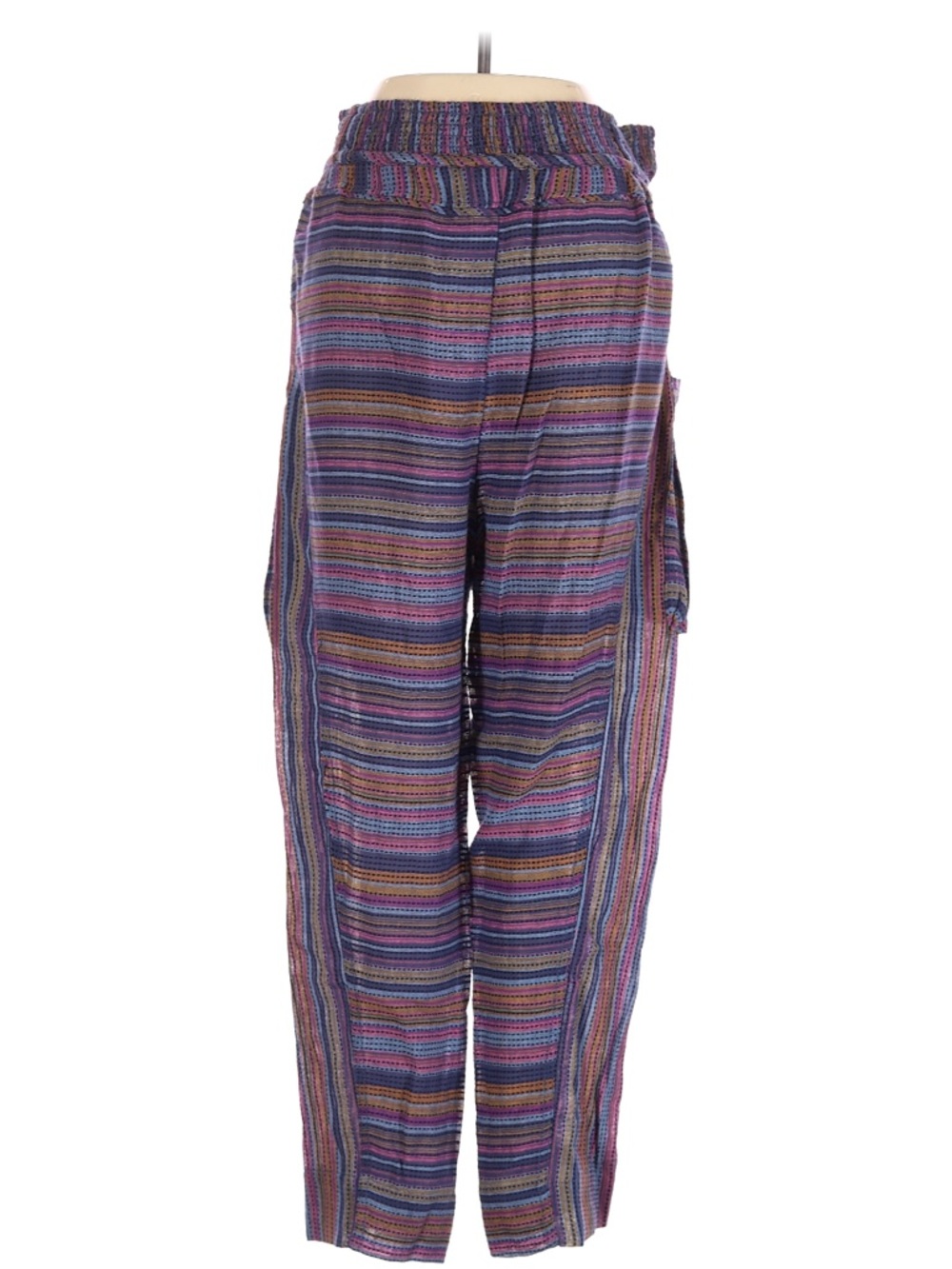 Free People Purple Multi Stripe Straight-Leg Pants M - Picture 2 of 2